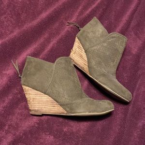 Olive Wedge Booties